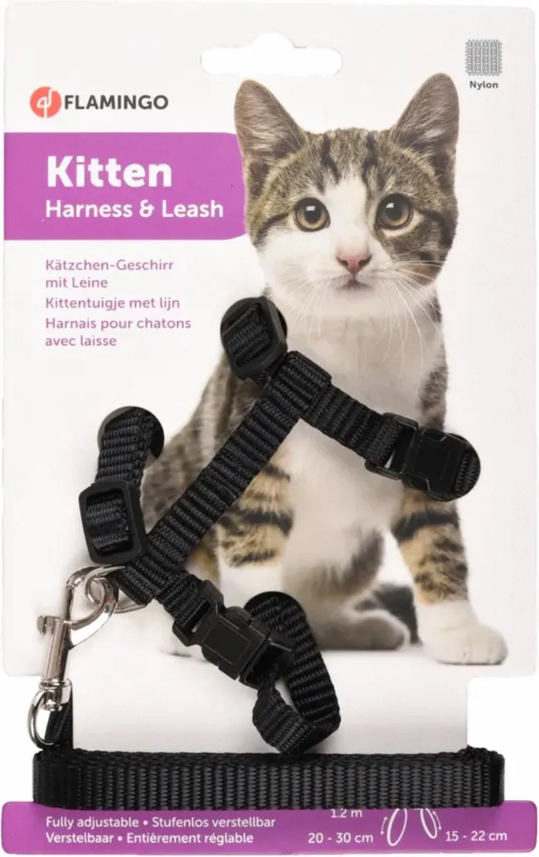 Flamingo Kattentuig Kitten 120cm - Zwart