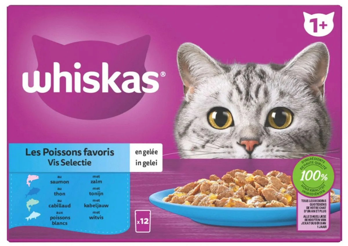 Whiskas 1+ Vis Selectie in Gelei Maaltijdzakjes - 24x85g