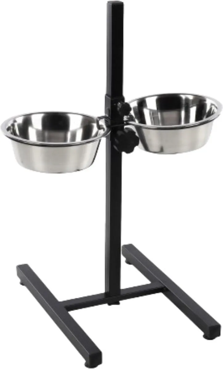 Flamingo Otis Duo Dinner Staander Voerbak - 2x4L - Zilver & Zwart - afbeelding 6 van 6
