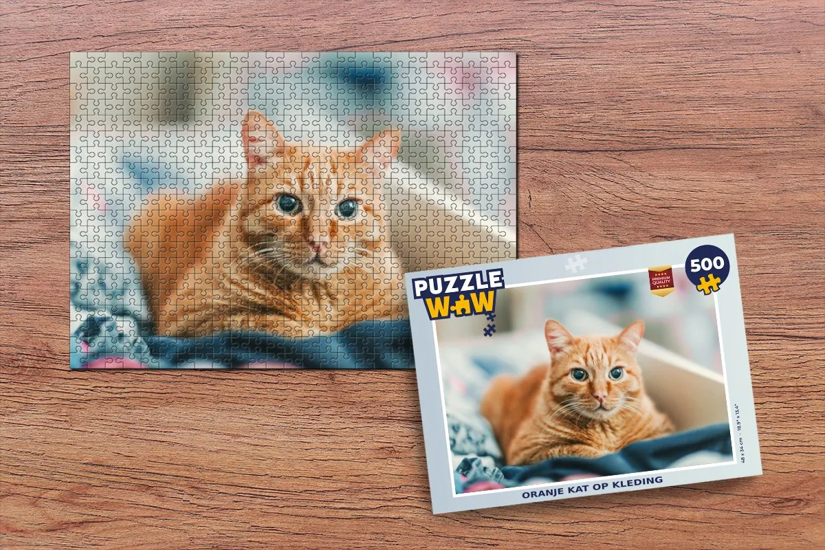 PuzzleWow Kat Kleding Kast Legpuzzel 500 Stuks - Multicolor