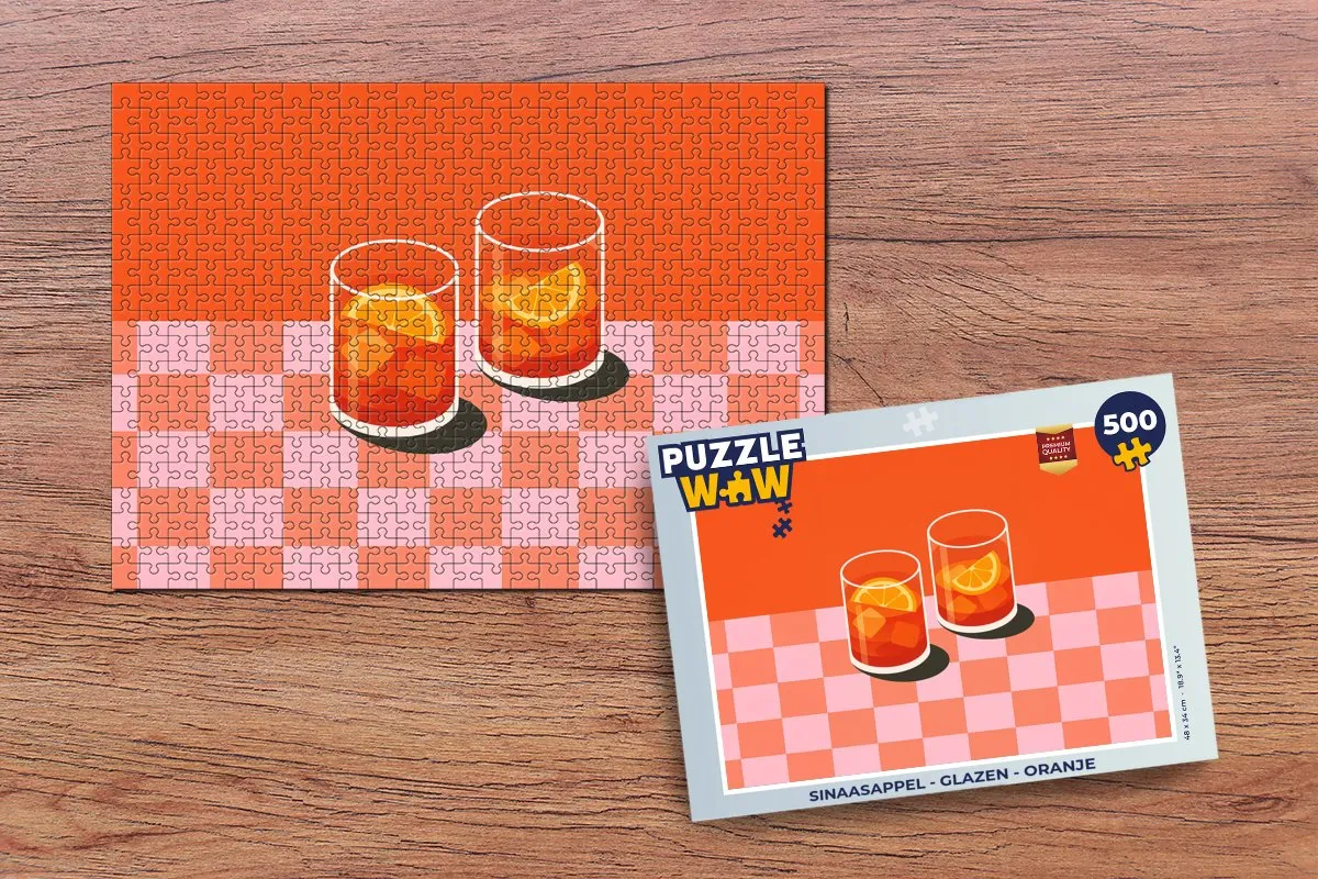 PuzzleWow Glazen Legpuzzel 500 Stuks - Oranje - MPN 8721374601939