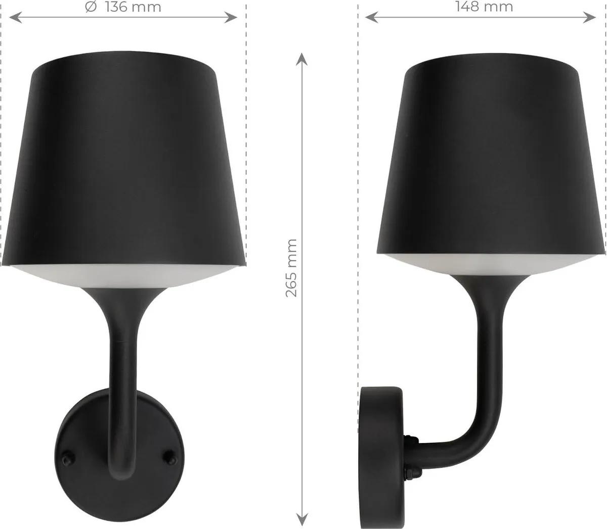 Ledvion LED Wandlamp 10W IP44 - Zwart - afbeelding 6 van 6