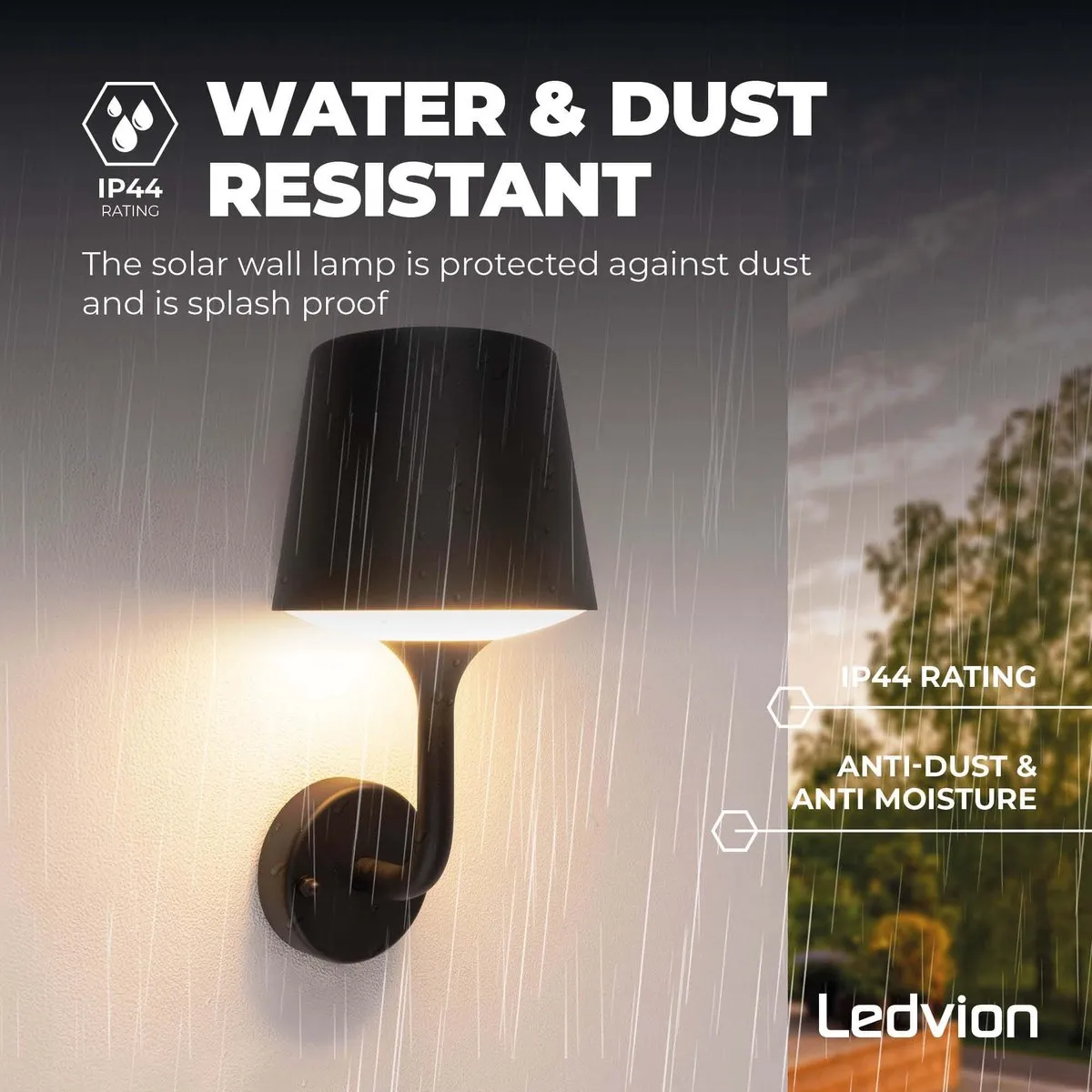 Ledvion LED Wandlamp 10W IP44 - Zwart