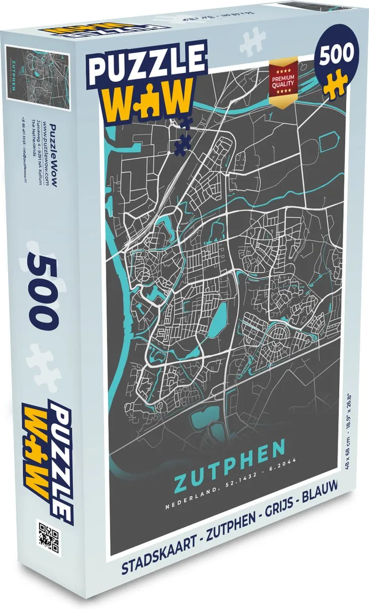 PuzzleWow Stadskaart Zutphen Legpuzzel 500 Stuks