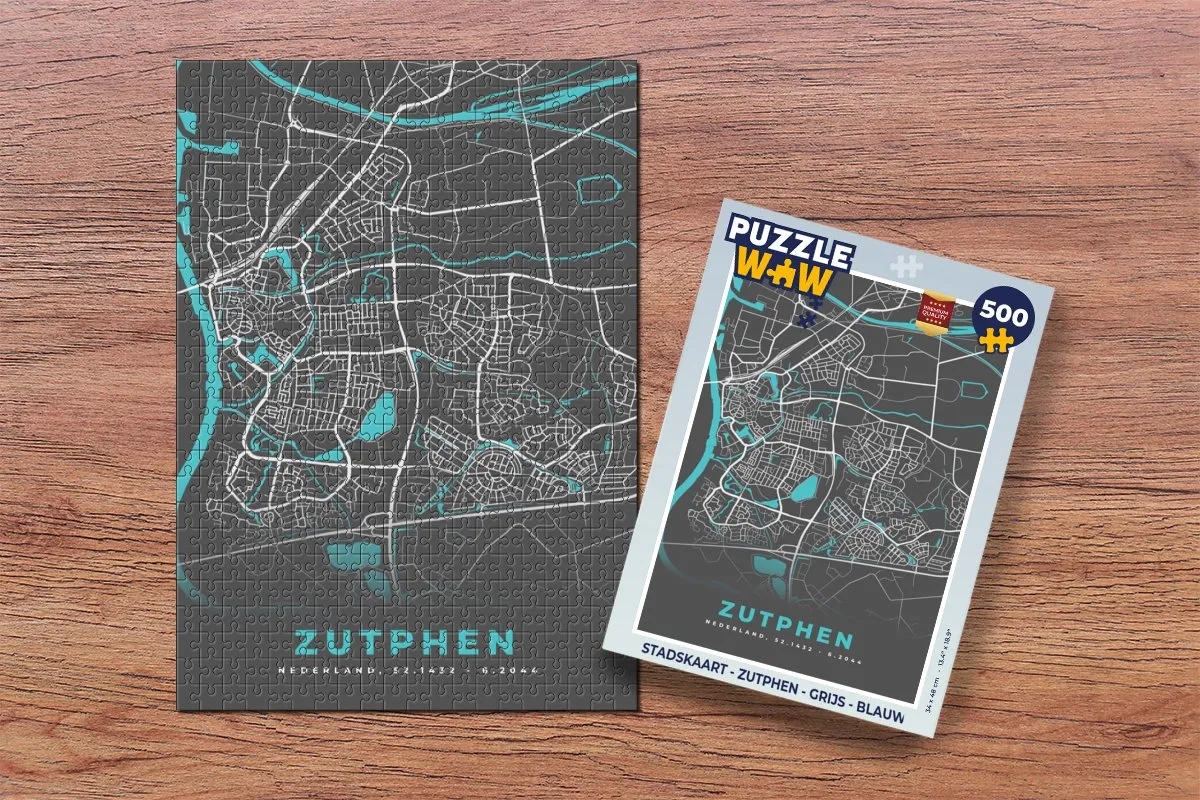 PuzzleWow Stadskaart Zutphen Legpuzzel 500 Stuks - Multicolor