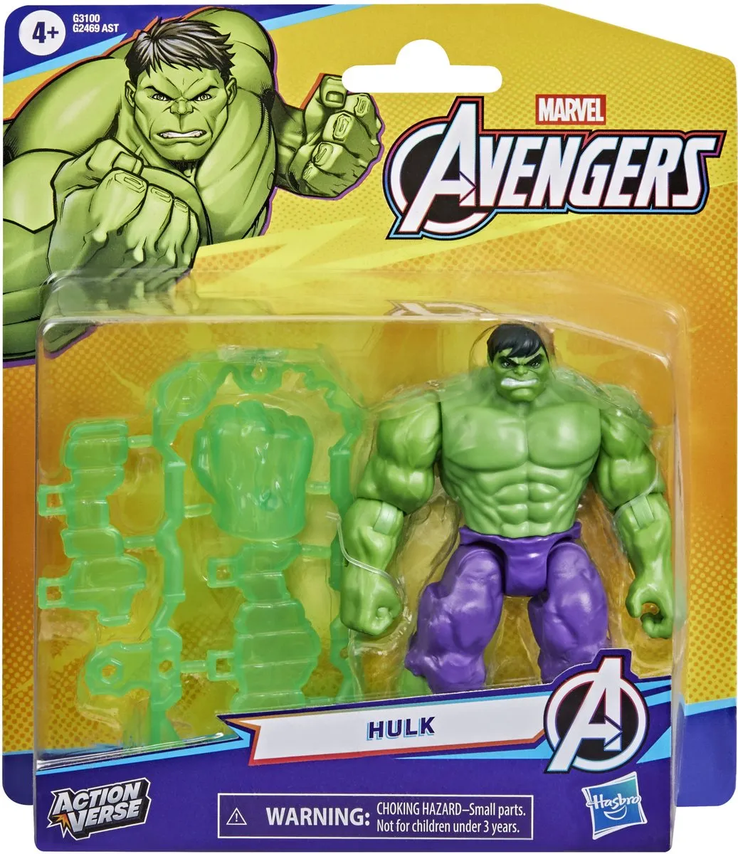 Marvel Avengers ActionVerse Hulk F7208 Actiefiguur 11cm - Groen/Paars