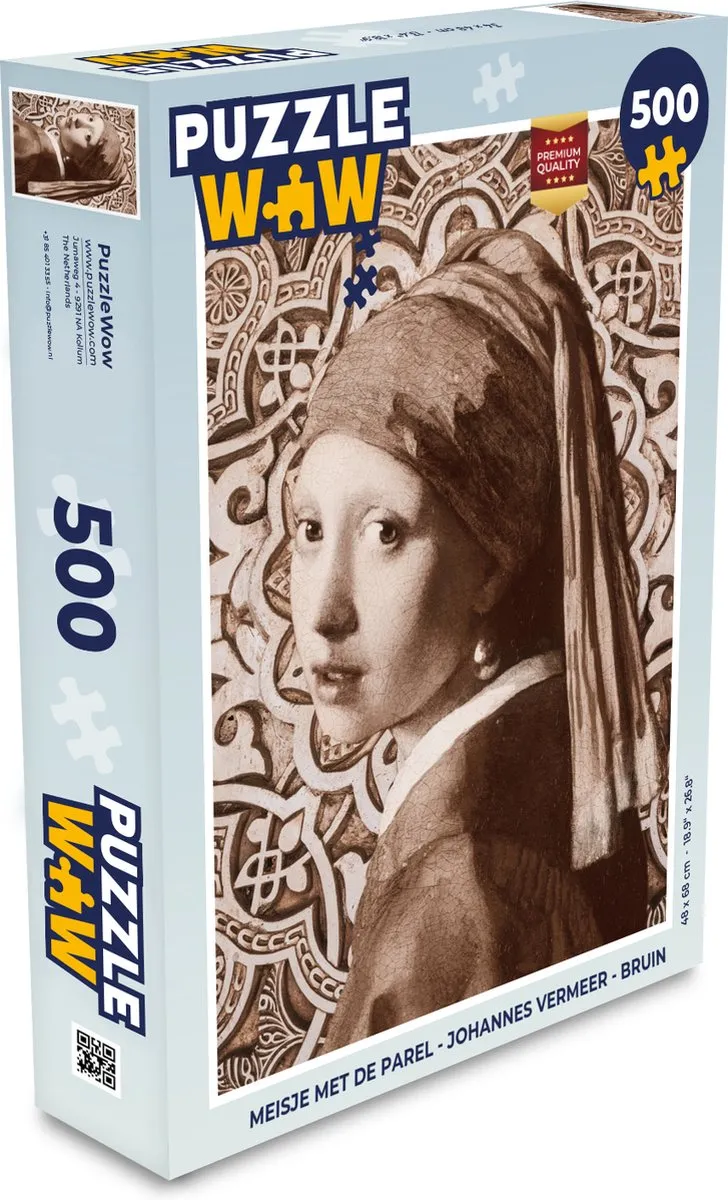 PuzzleWow Meisje met de Parel Legpuzzel 500 Stuks - Multicolor