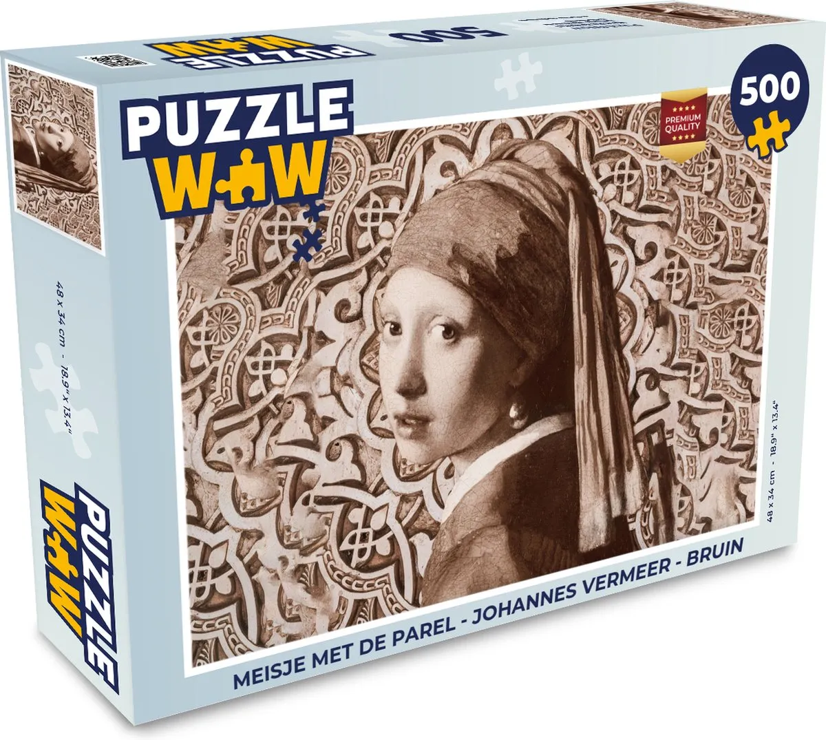 PuzzleWow Meisje met de Parel Legpuzzel 500 Stuks