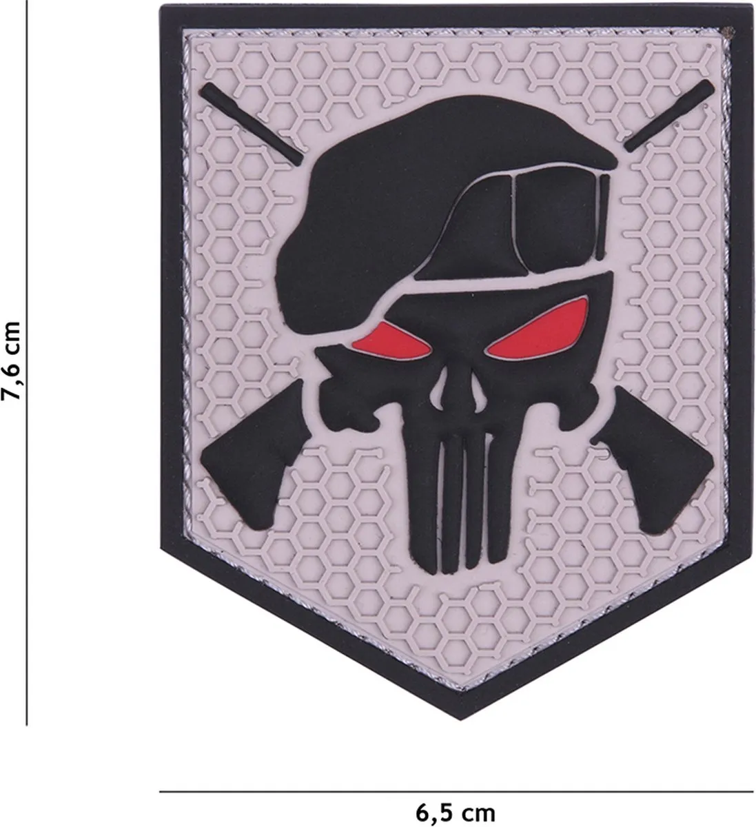 101 inc Commando Punisher Embleem - 3D PVC met klittenband - Grijs 20008