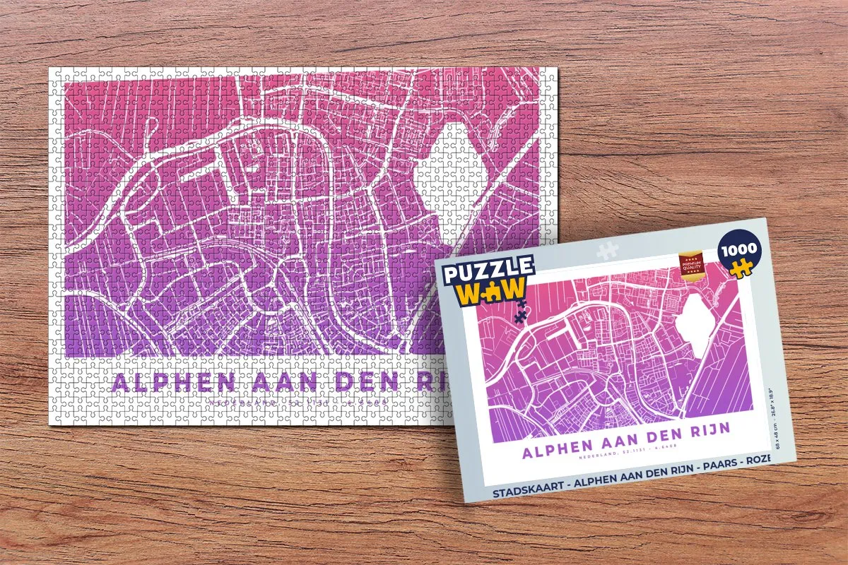 PuzzleWow Stadskaart Alphen aan den Rijn Legpuzzel 1000 Stuks - Multicolor