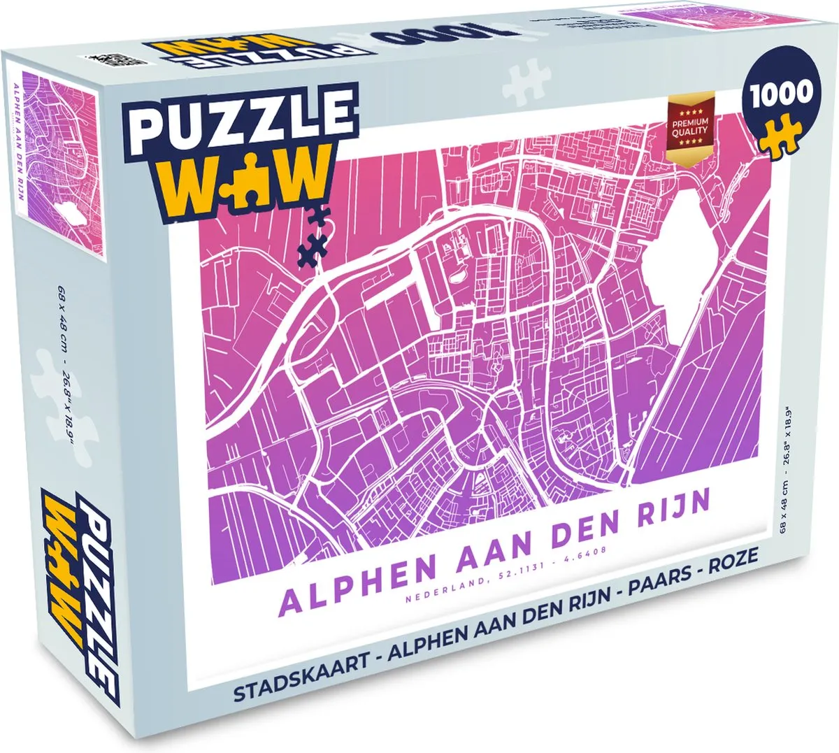 PuzzleWow Stadskaart Alphen aan den Rijn Legpuzzel 1000 Stuks