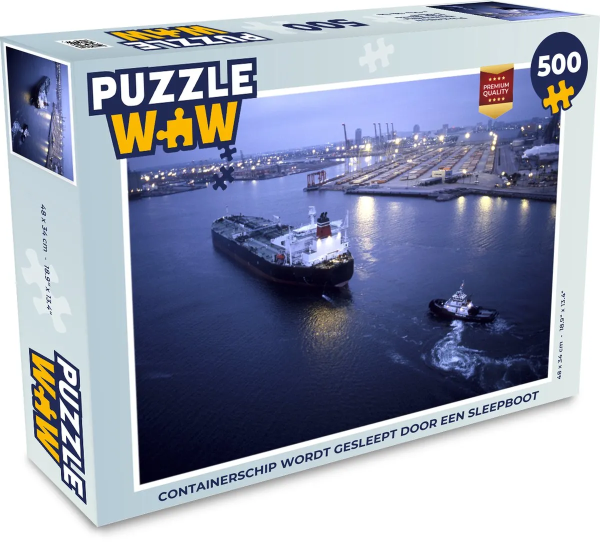 PuzzleWow Legpuzzel Containerschip Sleepboot 500 Stuks - Multicolor