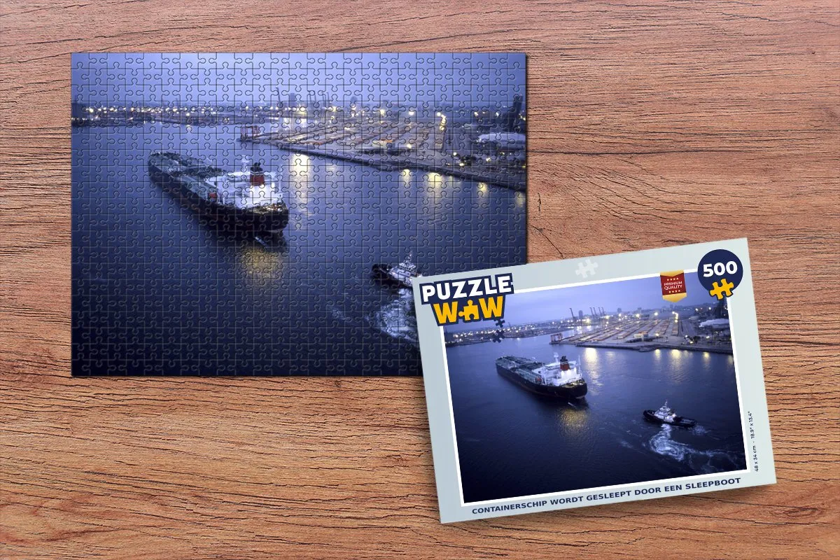 PuzzleWow Legpuzzel Containerschip Sleepboot 500 Stuks - Multicolor