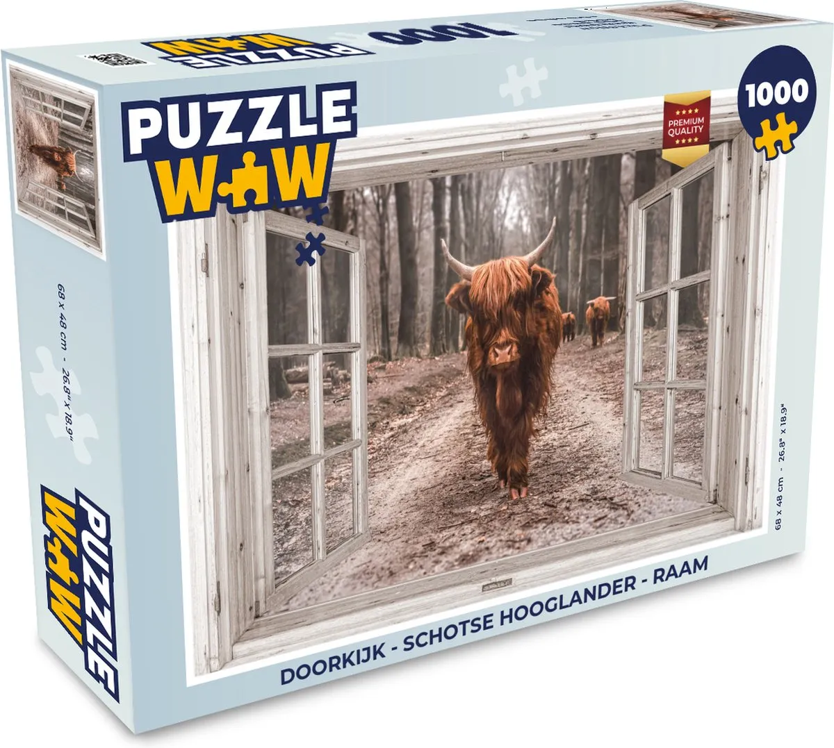 PuzzleWow Doorkijk Schotse Hooglander Legpuzzel 1000 Stuks