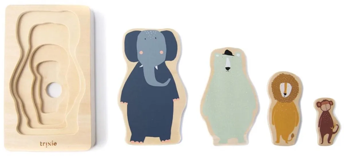 Trixie Houten Dierenpuzzel 4-laags - 4 Stuks - Multi