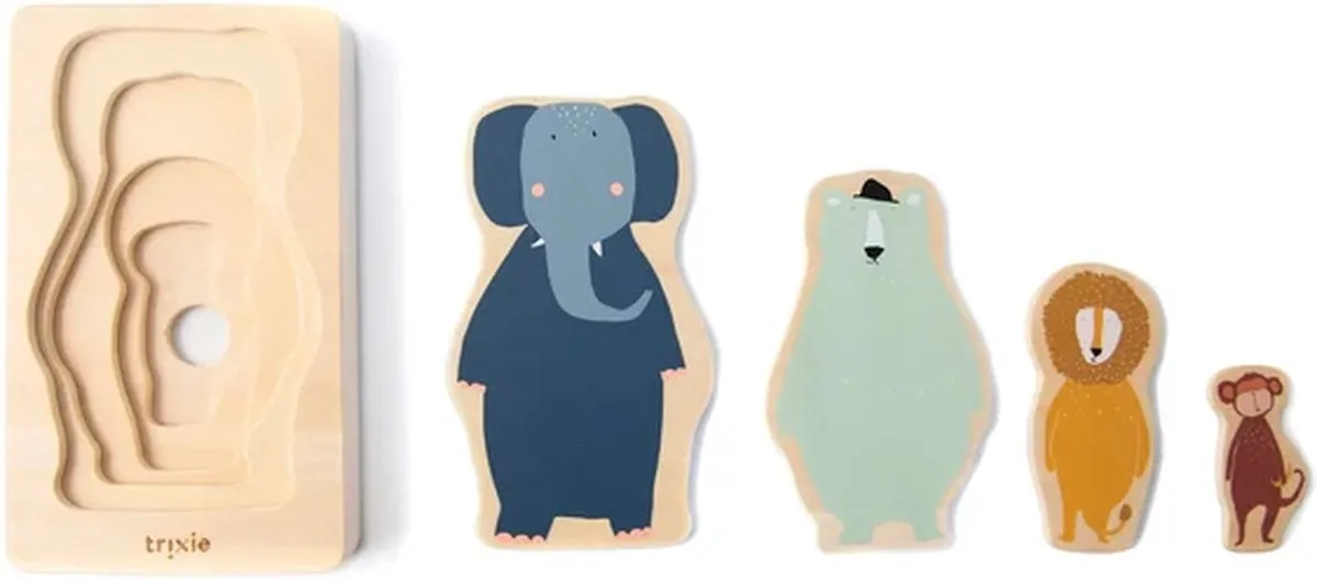 Trixie Houten Dierenpuzzel 4-laags - 4 Stuks - Multi