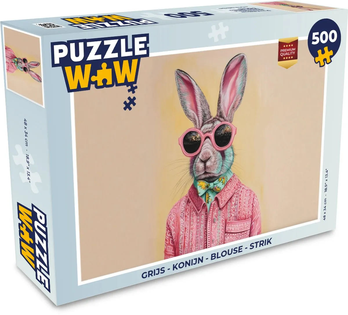 PuzzleWow Konijn Blouse Strik Legpuzzel 500 Stuks