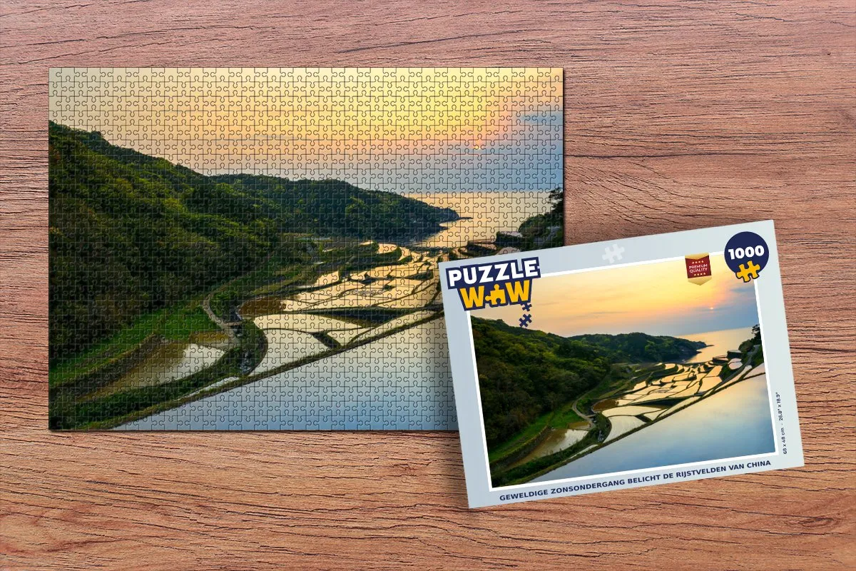 PuzzleWow Legpuzzel 1000 Stuks - Rijstvelden China Multicolor