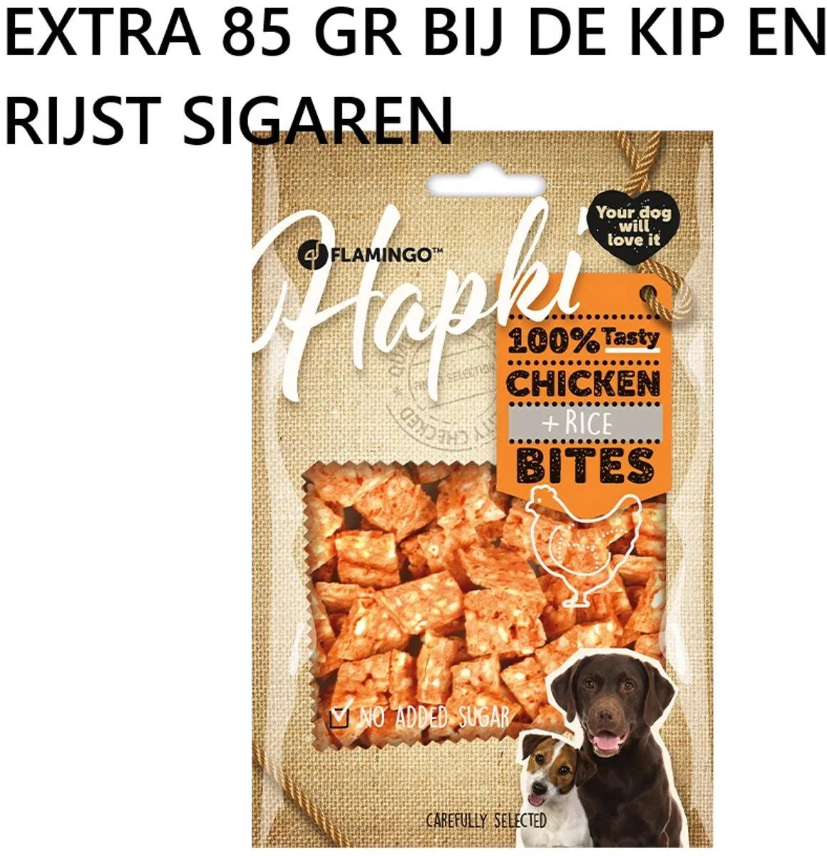 Flamingo Hapki Kip & Rijst Sigaren 400g + Blokjes 85g