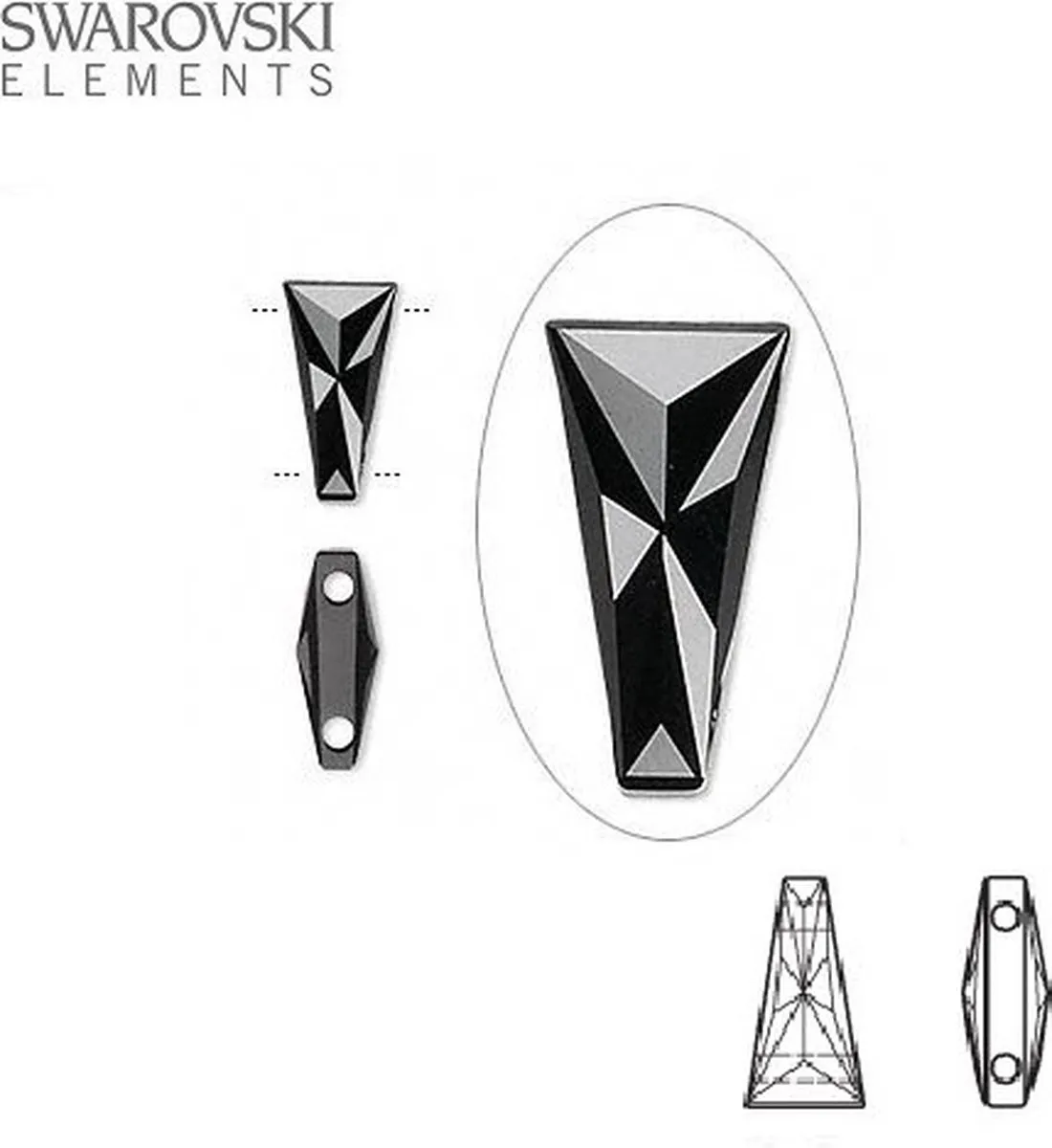 Swarovski Elements Keystone Kralen 17x9mm Jet