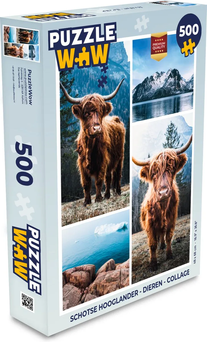PuzzleWow Schotse Hooglander Legpuzzel 500 Stuks - Multicolor