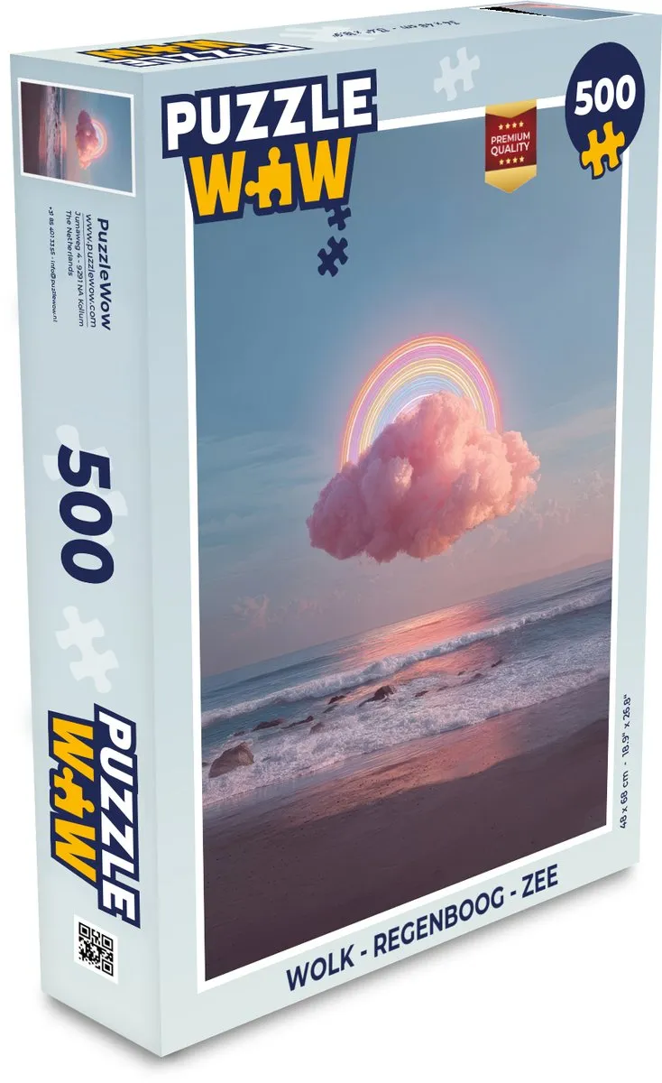 PuzzleWow Wolk Regenboog Zee Legpuzzel 500 Stuks