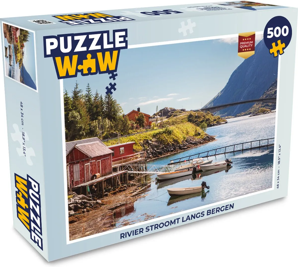PuzzleWow Rivier stroomt langs bergen Legpuzzel 500 Stuks - Multicolor
