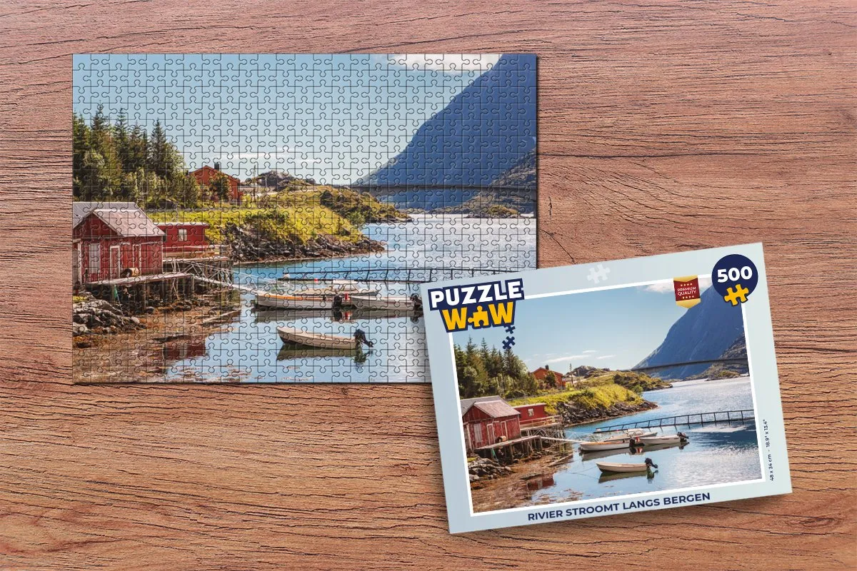 PuzzleWow Rivier stroomt langs bergen Legpuzzel 500 Stuks - Multicolor