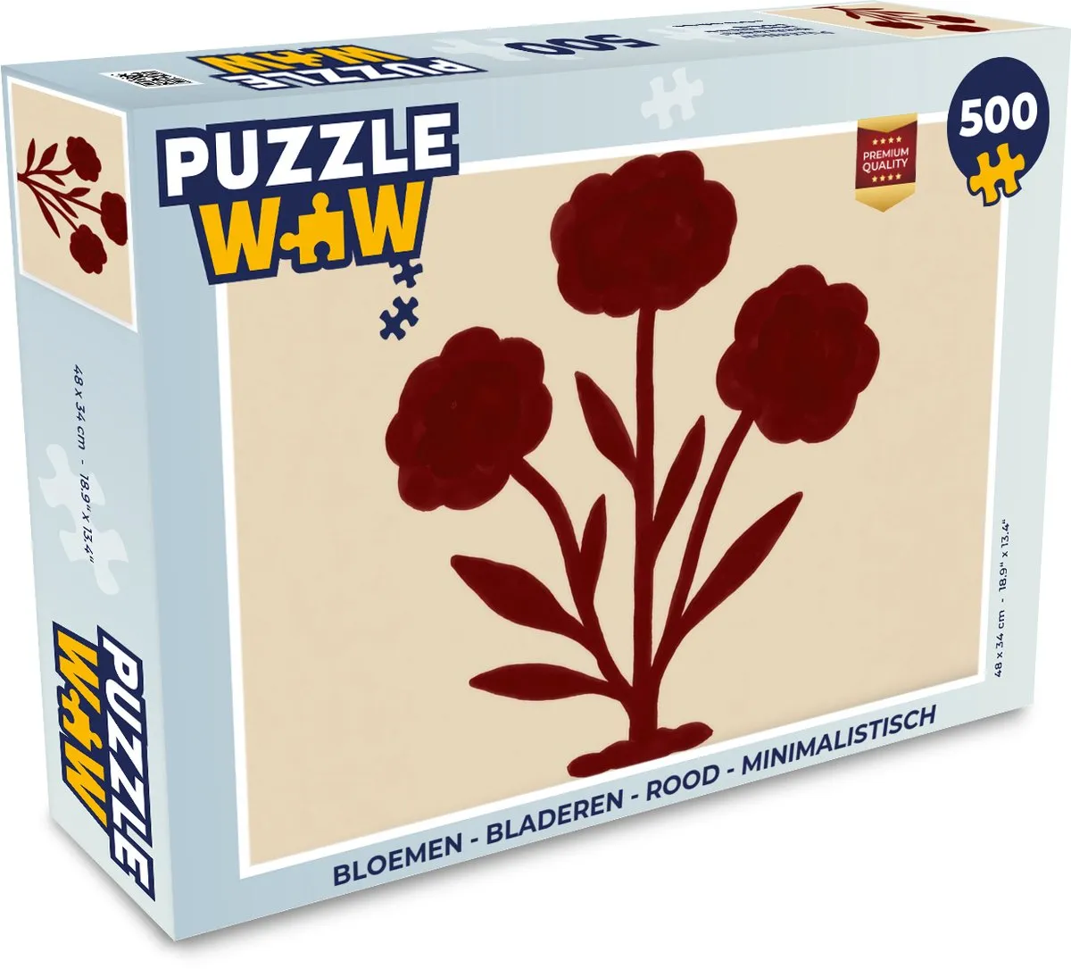 PuzzleWow Minimalistische Bloemen Legpuzzel 500 Stuks - Rood