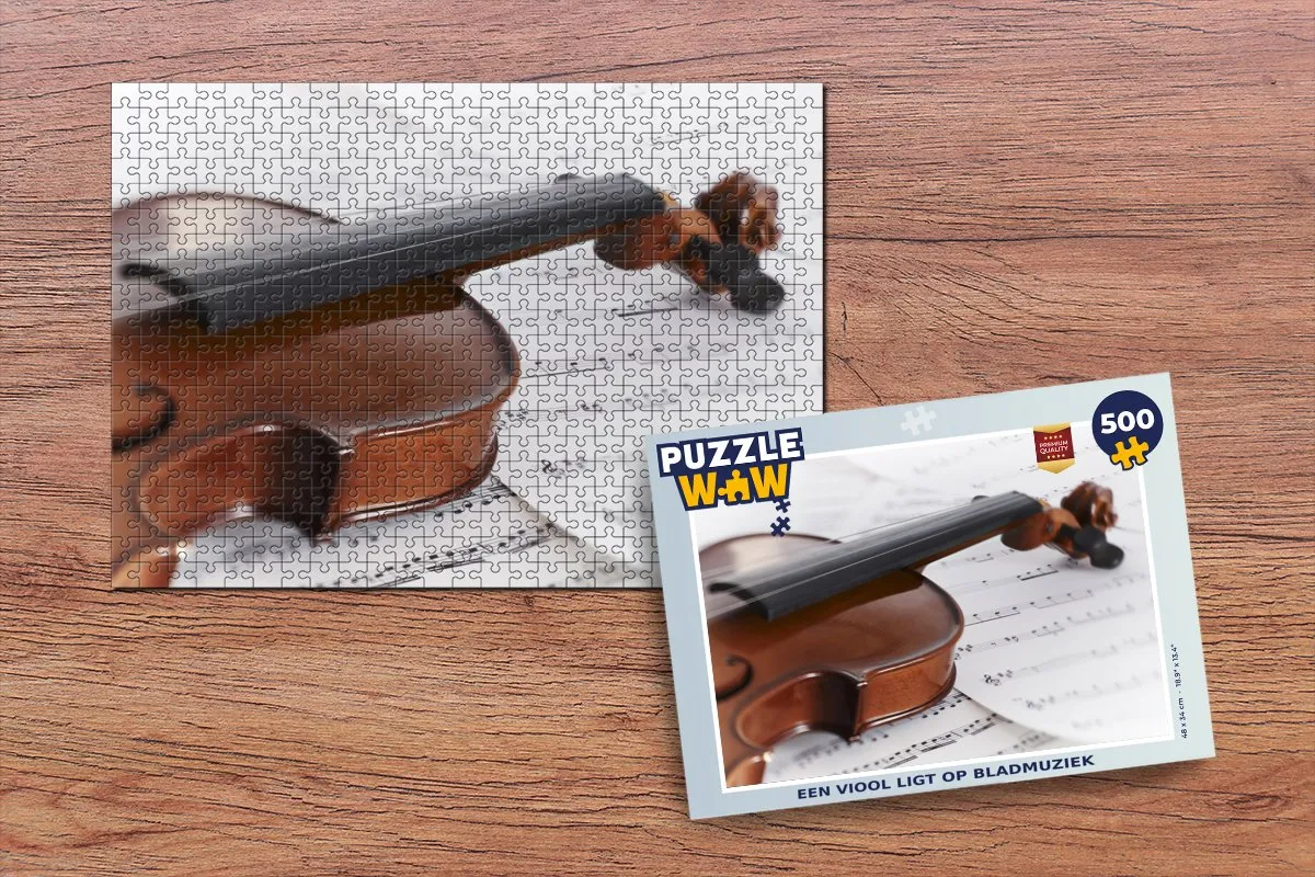 PuzzleWow Viool op bladmuziek Legpuzzel 500 Stuks
