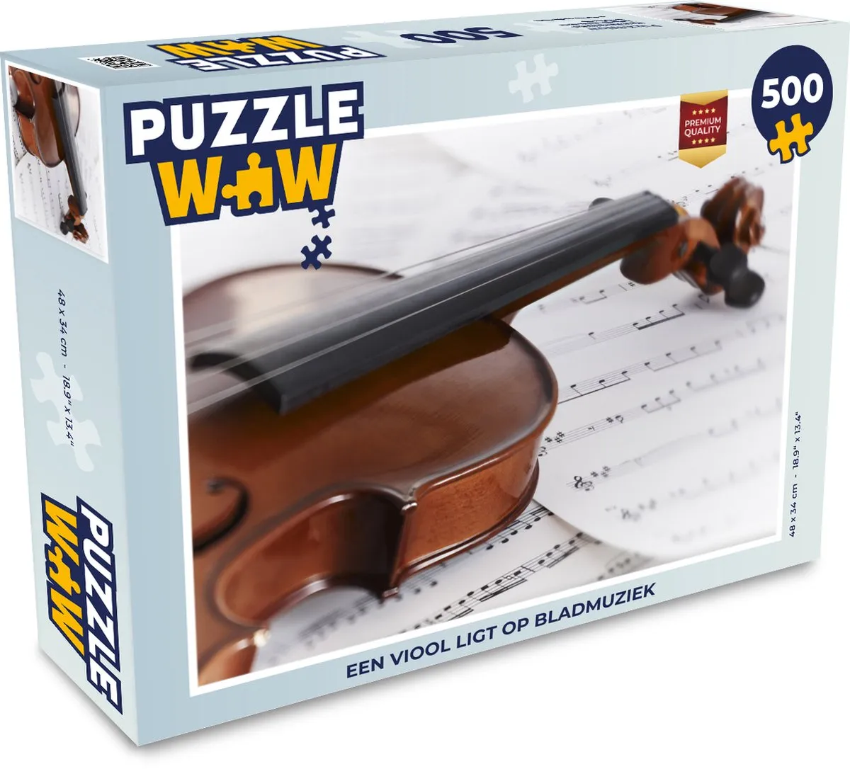 PuzzleWow Viool op bladmuziek Legpuzzel 500 Stuks - Multicolor