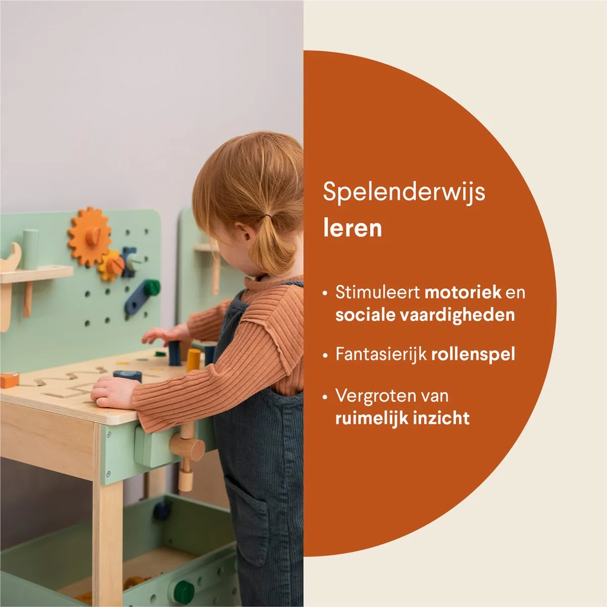 Trixie Houten Werkbank - Educatief Speelgoed 50 Onderdelen - Multi
