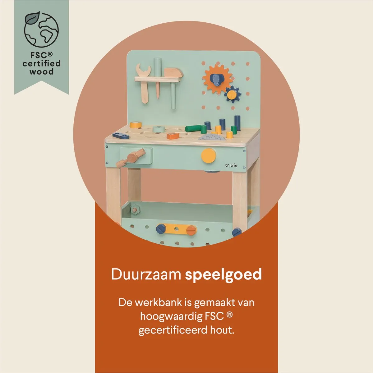 Trixie Houten Werkbank - Educatief Speelgoed 50 Onderdelen - Multi