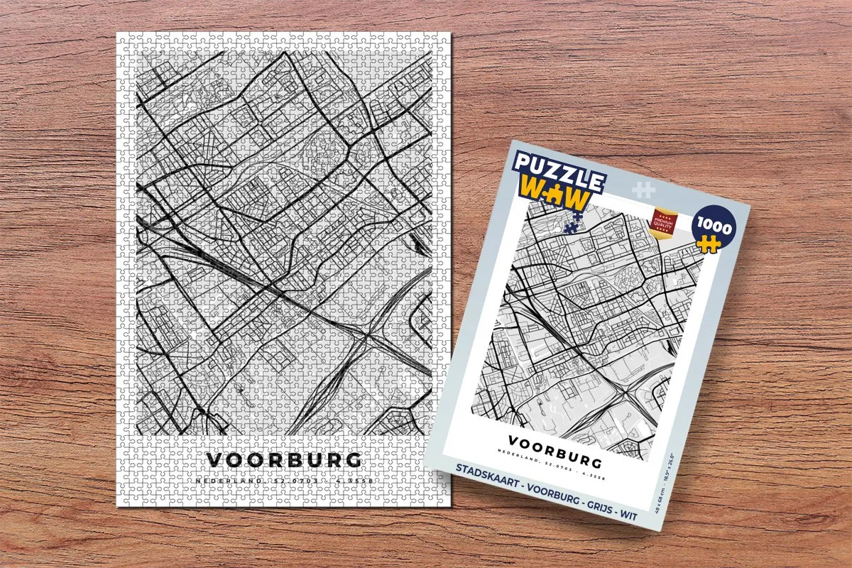 PuzzleWow Stadskaart Voorburg Legpuzzel 1000 Stuks - Multicolor