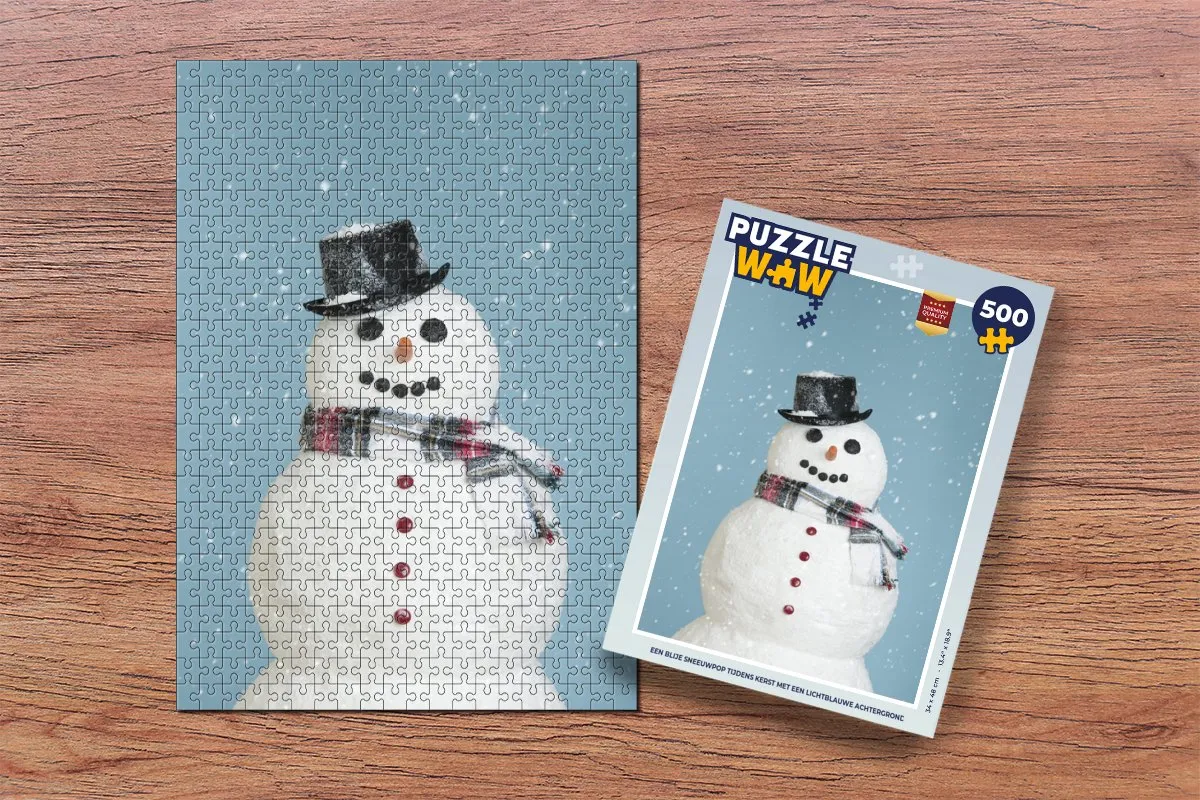 PuzzleWow Kerstpuzzel Sneeuwpop 500 Stuks - Multicolor