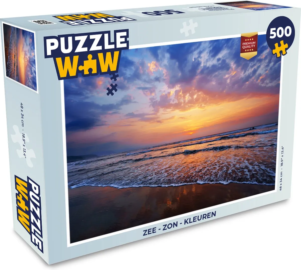 PuzzleWow Zee - Zon - Kleuren Legpuzzel 500 Stuks - Multicolor