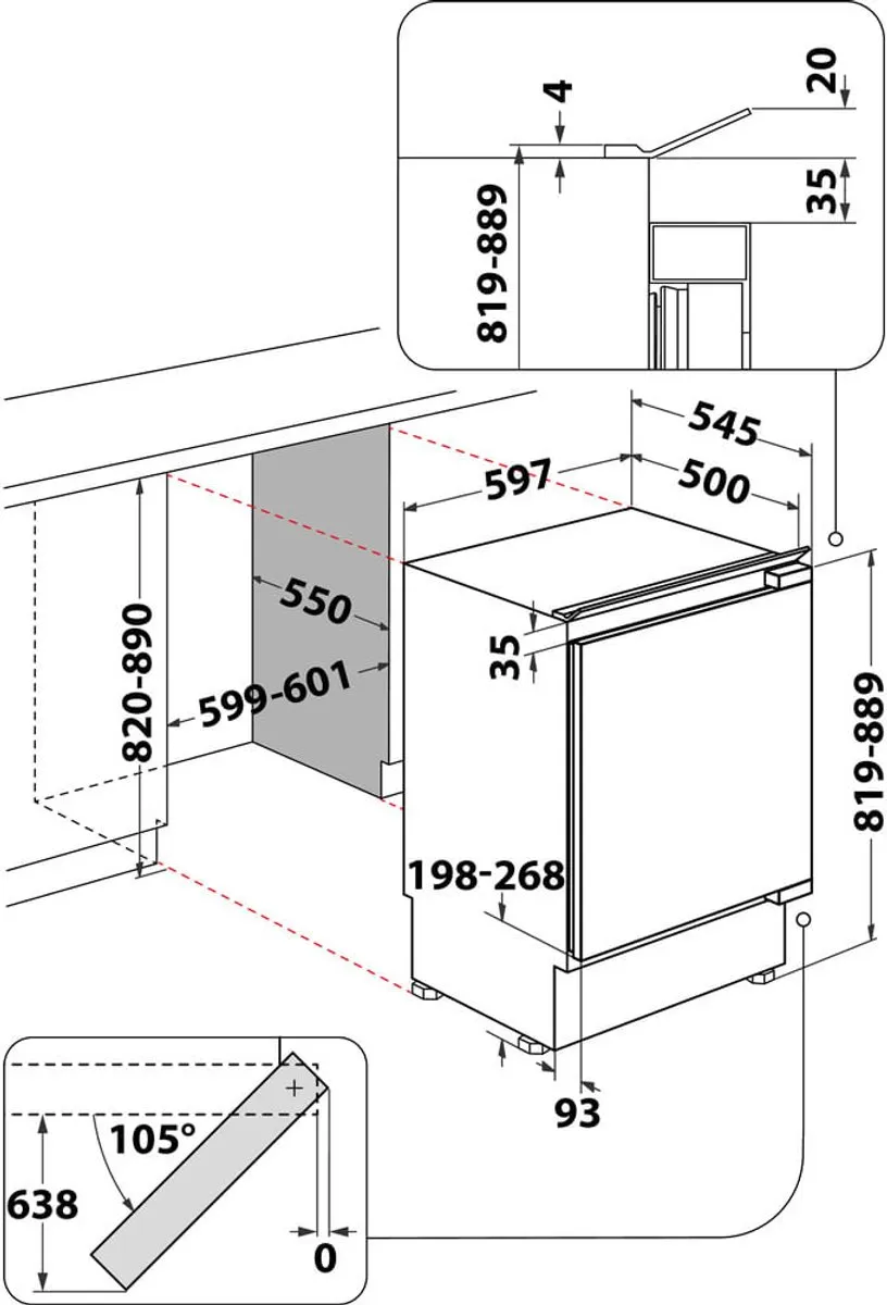Whirlpool WBUL021 Inbouwkoelkast 144L - Wit
