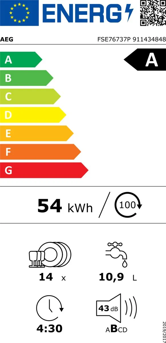 AEG FSE76737P EcoLine Inbouwvaatwasser 14 Couverts