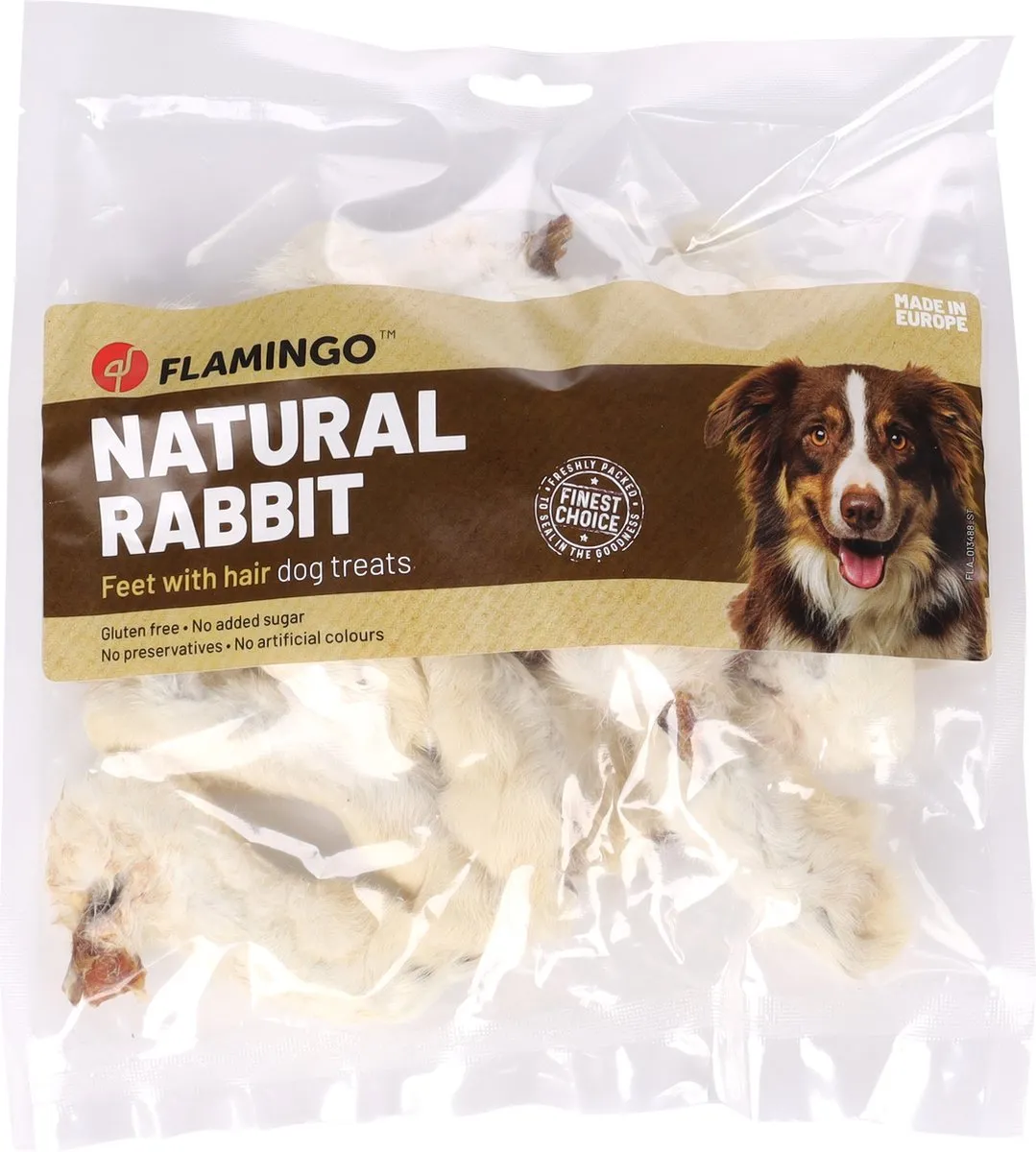 Flamingo Nature Snack Honden Konijnenpoten Haar 200g