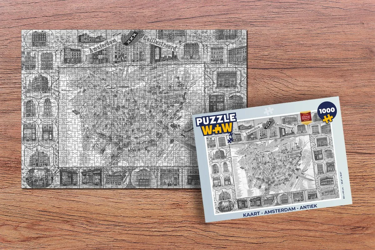 PuzzleWow Amsterdam Antiek Legpuzzel 1000 Stuks - Multicolor