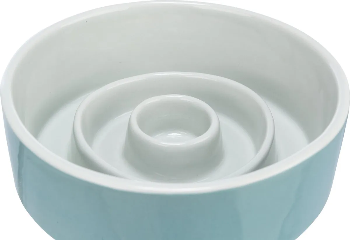 Trixie Anti Schrokbak Keramiek 17x17cm - 900ml - Grijs/Blauw