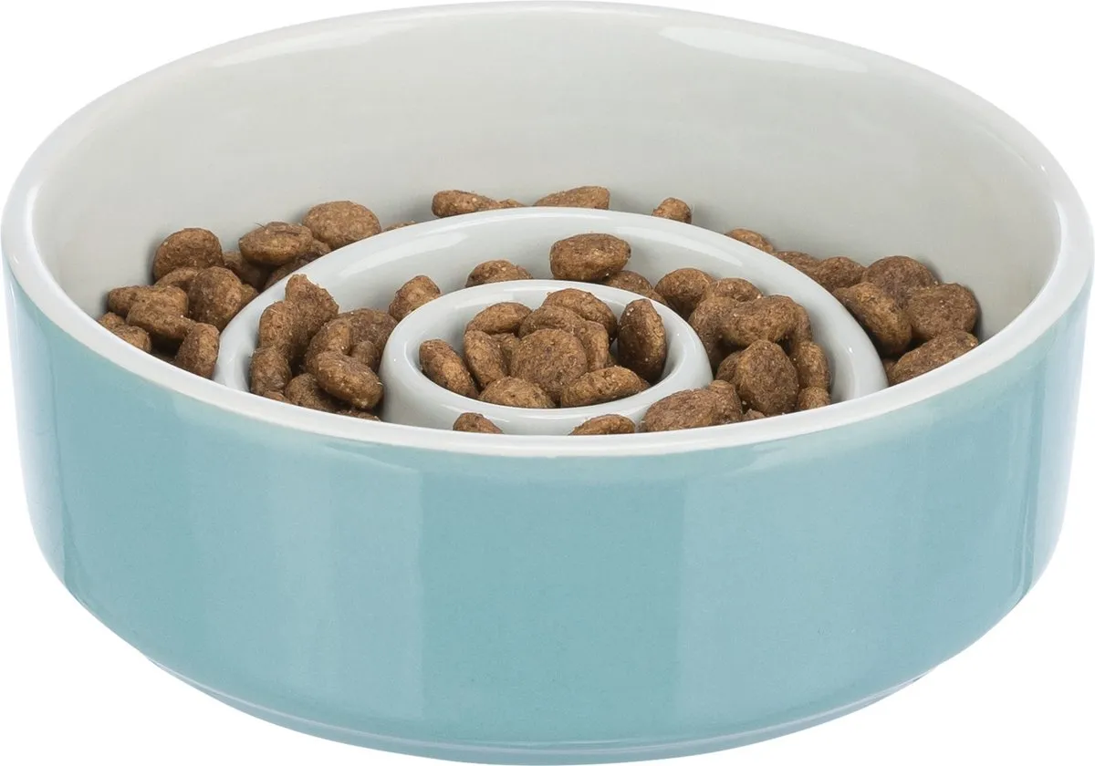 Trixie Anti Schrokbak Keramiek 17x17cm - 900ml - Grijs/Blauw