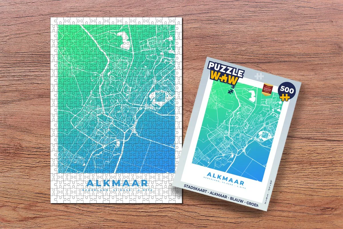PuzzleWow Stadskaart Alkmaar Legpuzzel 500 Stuks - Multicolor
