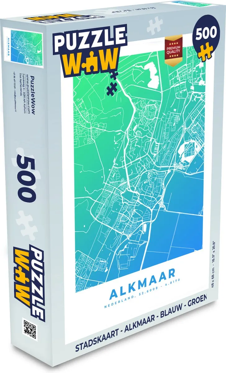 PuzzleWow Stadskaart Alkmaar Legpuzzel 500 Stuks