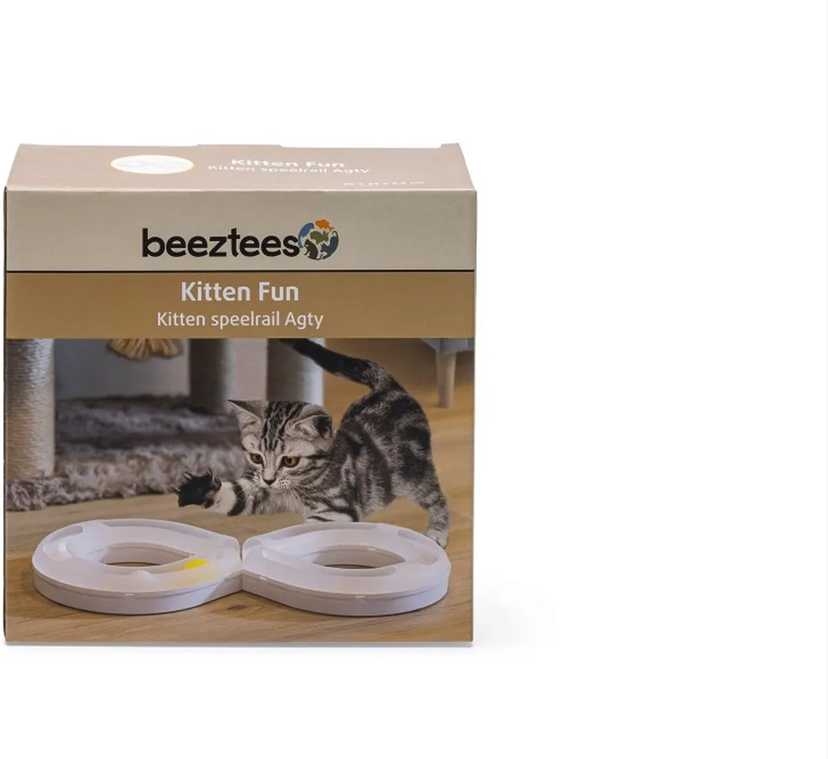 Beeztees Kitten Speelrail AGTY - Kattenspeelgoed - 50x24x5,5cm - Wit/Geel