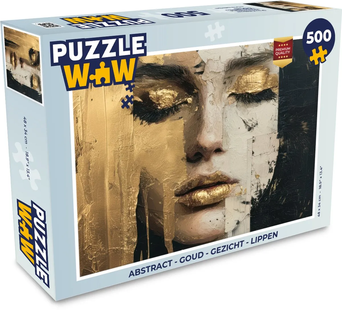 PuzzleWow Abstract Gezicht Lippen Legpuzzel 500 Stuks - Goud