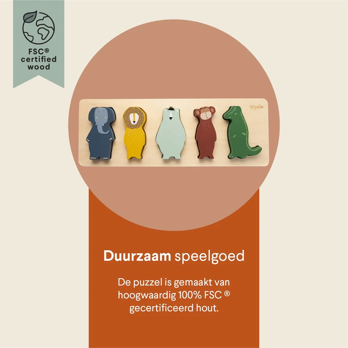 Trixie Houten Vormenpuzzel 5-delig - Multi