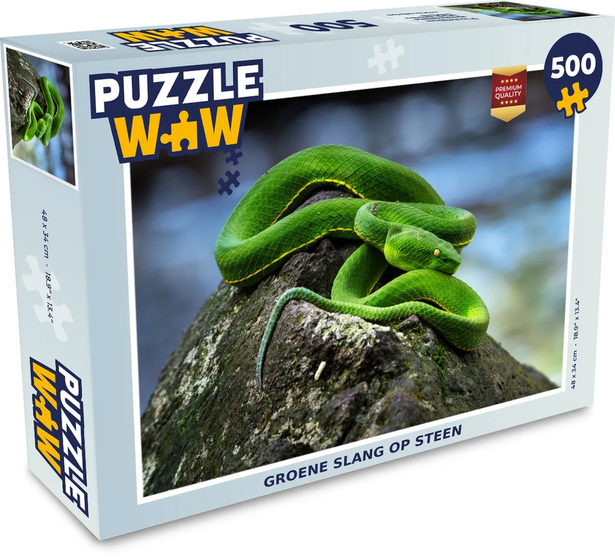 PuzzleWow Legpuzzel Groene Slang op Steen 500 Stuks