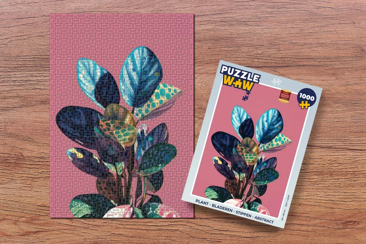 PuzzleWow Legpuzzel 1000 Stuks - Bladeren Stippen Abstract
