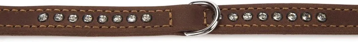 Beeztees Leren Halsband Buffalo Strass - Bruin - 24cm x 10mm